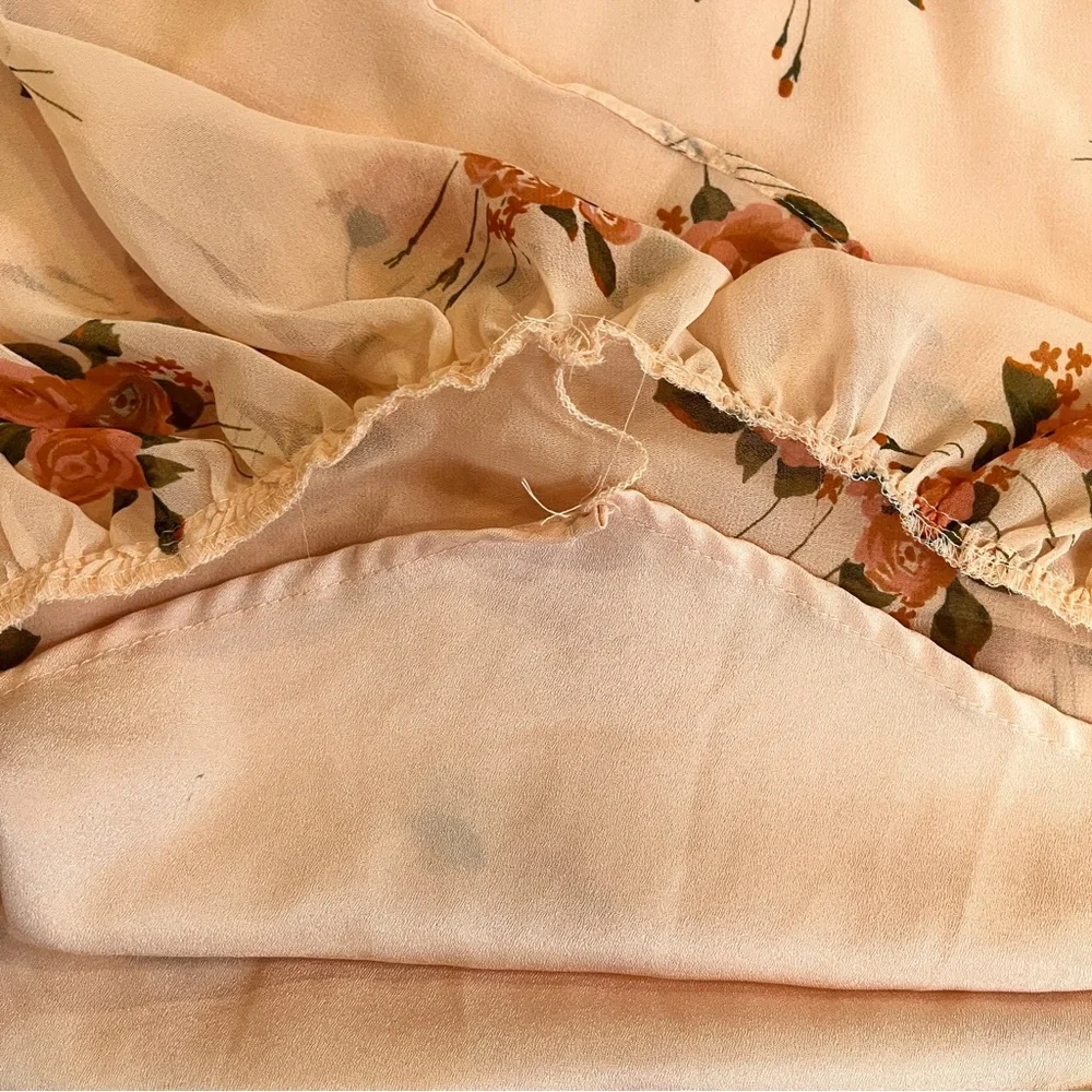 SOLD✖️LC Lauren Conrad Floral Chiffon Shirt Ruffles Spring Size XL - Picture 8 of 11